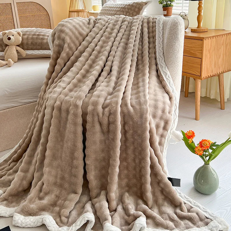 Afralia™ Plush Velvet Bed Blanket for Cozy Autumn Warmth, Soft Coral Fleece Sofa Throw
