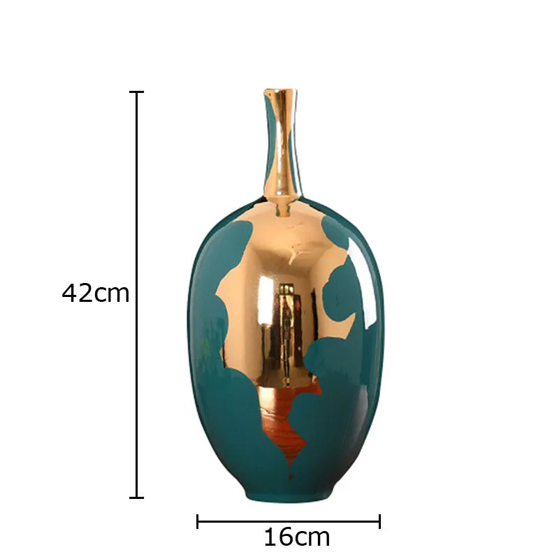 Afralia™ Gold Ceramic Vase | Modern Design | Desk Decor | Shiny Porcelain | Floral Vases