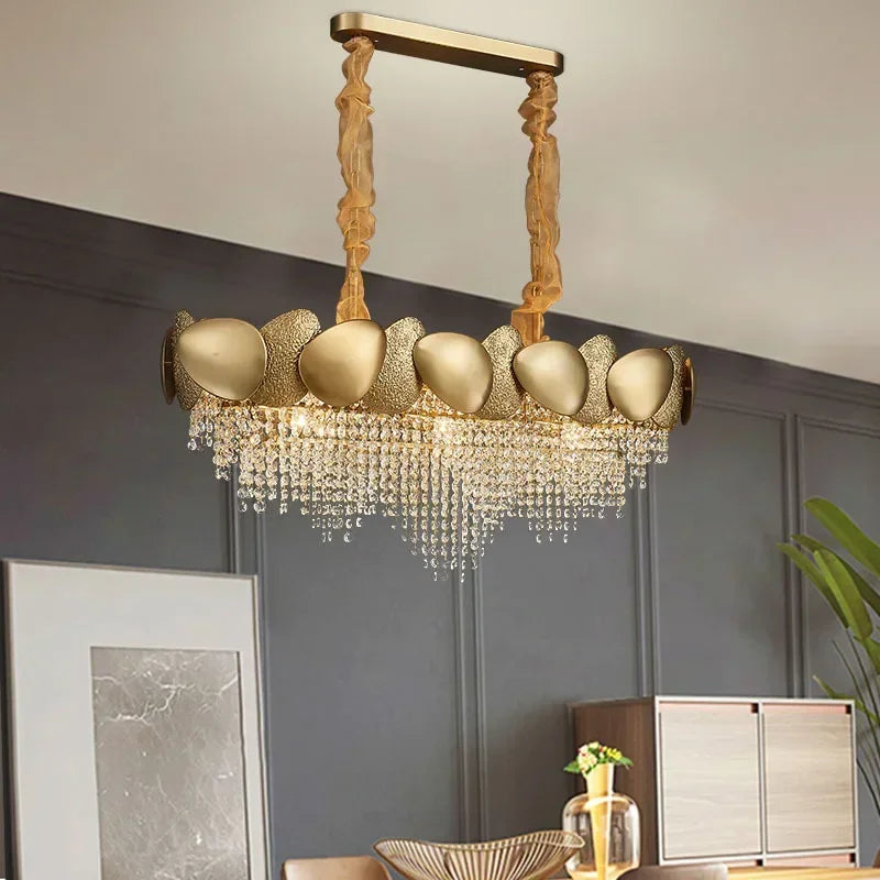 Afralia™ Crystal Chandelier: Modern LED Tassels Stainless Steel Pendant Light for Living Room