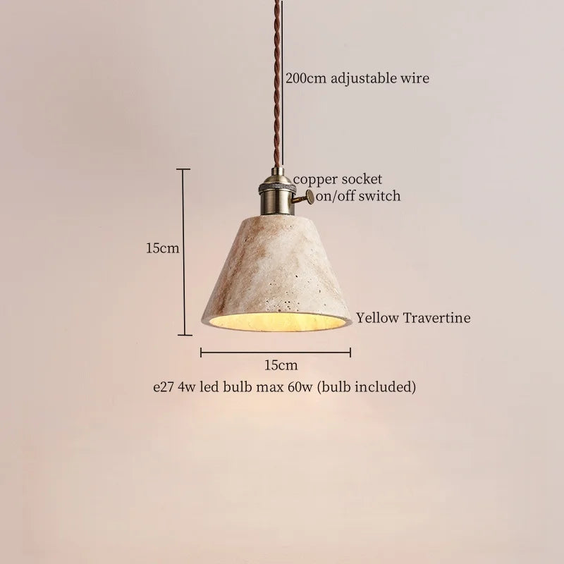 Afralia™ Yellow Travertine LED Pendant Lamps - Wabi Sabi Home Decor & Lighting