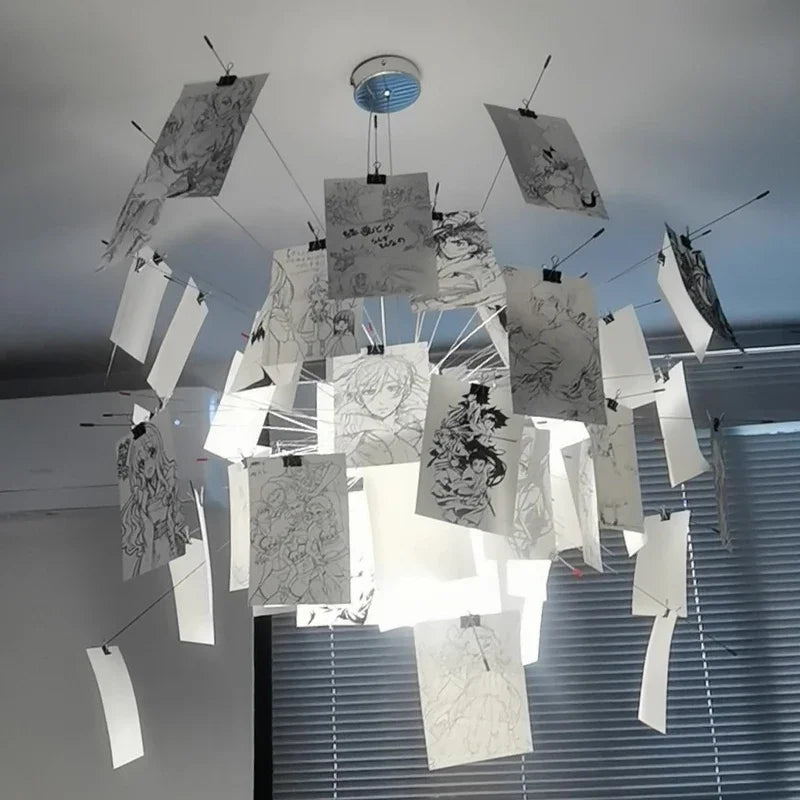 Afralia™ Paper Chandelier Pendant Light for Living Room