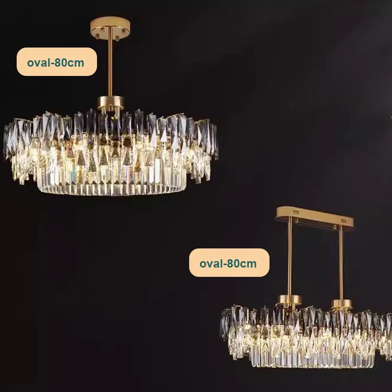 Afralia™ Gold Crystal Chandelier Modern LED Pendant Lamps