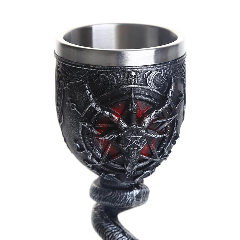 Afralia™ Baphomet Wine Glass Horn Cocktail Stainless Steel Goblet Whiskey Cup Bar Drinkware