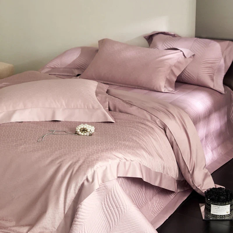Afralia™ Luxe Egyptian Cotton Jacquard Bedding Set: Duvet, Bedspread, Sheet, Pillowcases