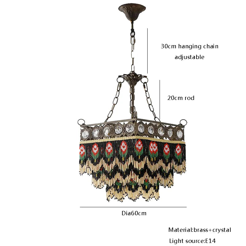 Afralia™ Black Rose Tassel Pendant Lights, Classic Retro Lustres for Living Room