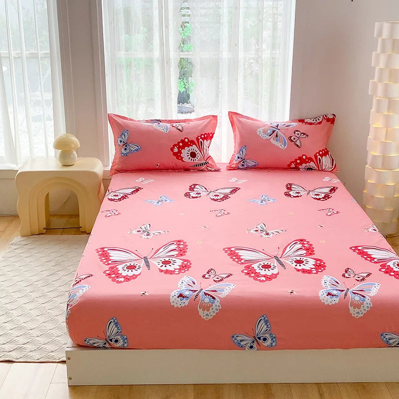 Afralia™ Printed Waterproof Fitted Bed Sheet Full Queen Size Bed Cover