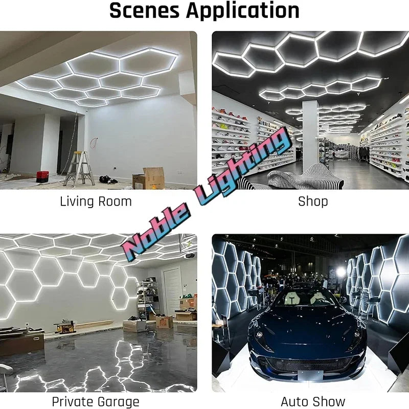 Afralia™ Hexagon LED Ceiling Light for Barbershop and Garage Hair Salon