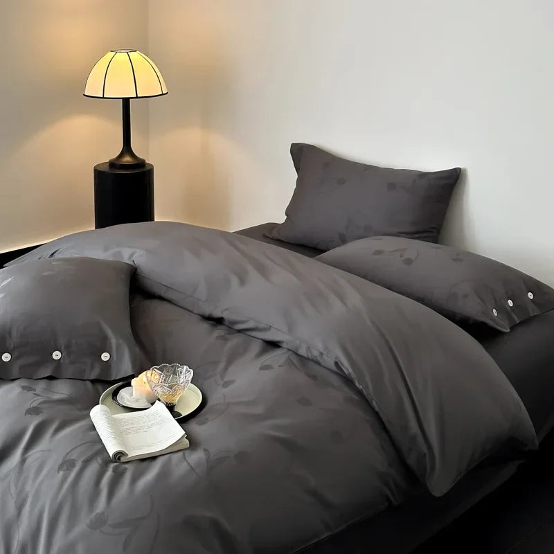 Afralia™ Egyptian Cotton Bedding Set Queen King Bed Linens Duvet Cover Pillowcase