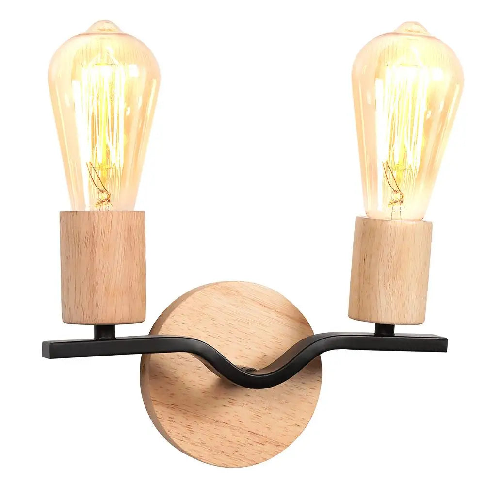 Afralia™ Loft Iron Wood Wall Sconce Vintage Indoor Lighting Fixture