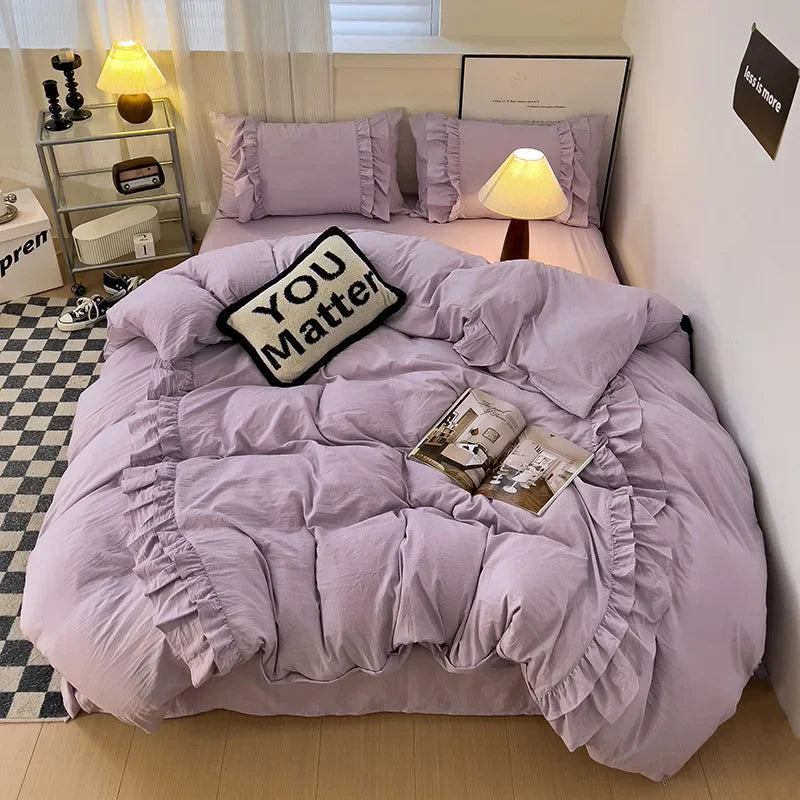 Afralia™ Lace Patchwork Duvet Cover Set, Soft Microfiber, Full Queen Size Bed Linen Pillowcase