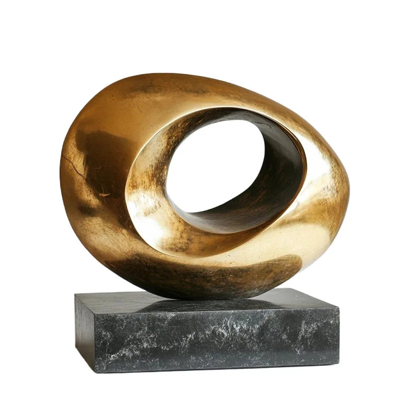 Afralia™ Gold Geometric Abstract Resin Ring Figurines for Stylish Home Decor