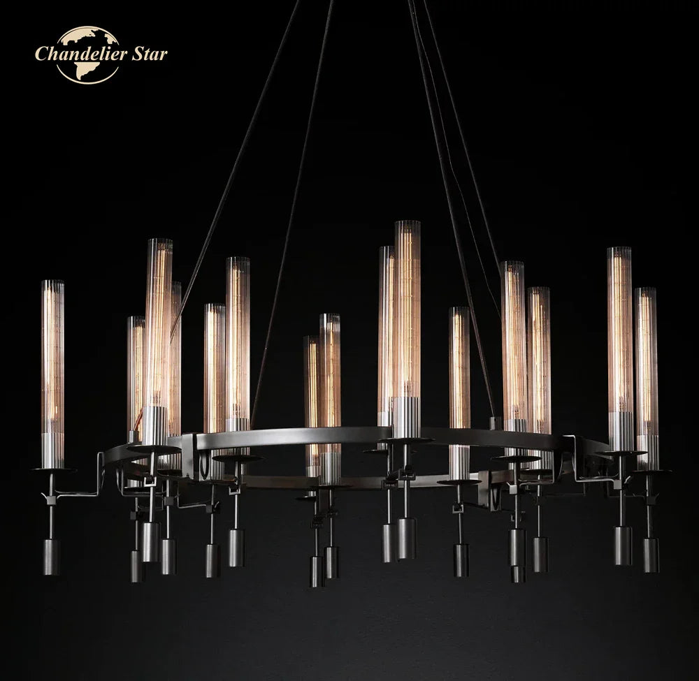 Afralia™ LED Round Glass Chandelier for Living Dining Room Lighting