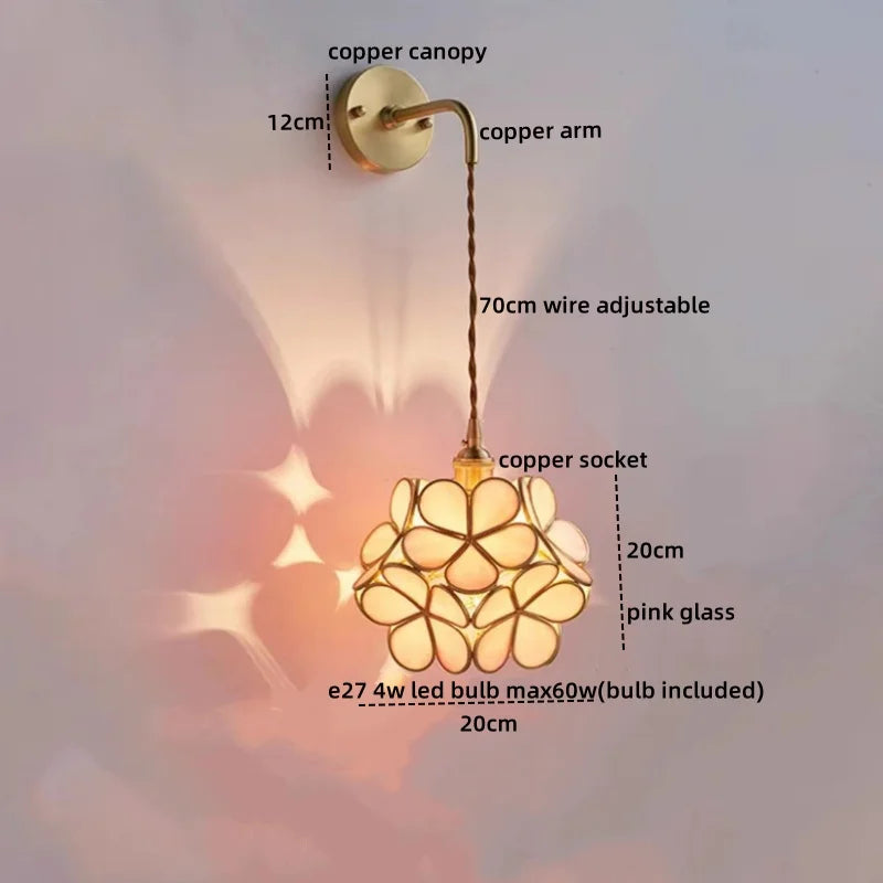 Afralia™ Copper Glass LED Wall Sconce Pull Chain Switch - Modern Stair Light Fixtures