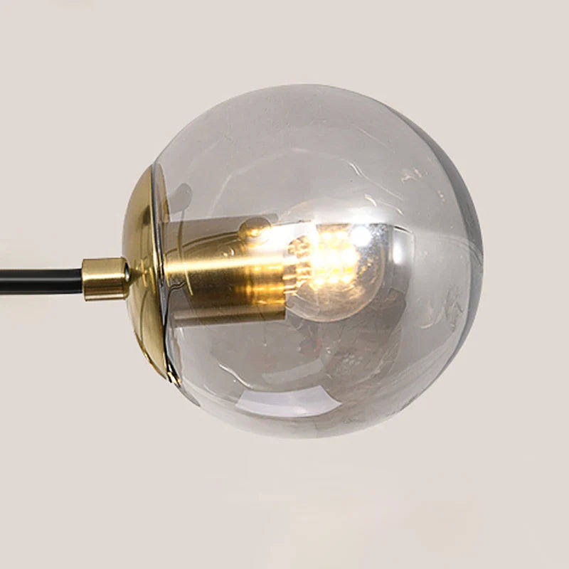 Afralia™ Black & Gold LED Chandelier: Modern E27 Glass Ball Lamp for Home Lighting