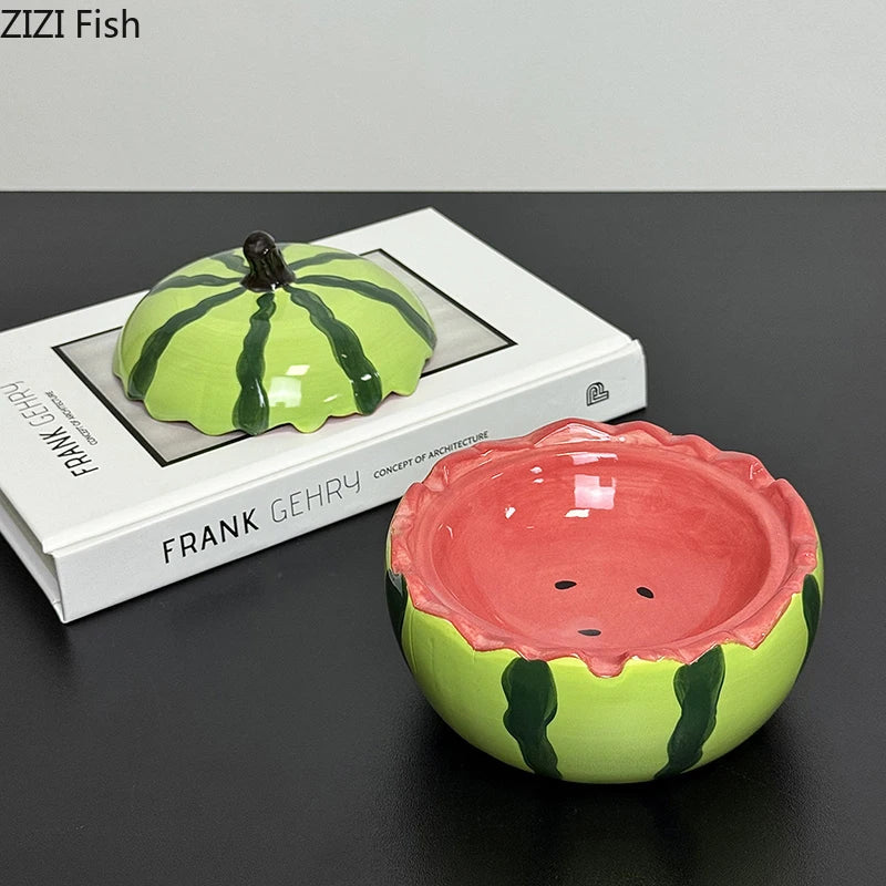 Watermelon Porcelain Ashtray by Afralia™ - Smoking Accessories for Weed & Cigarettes