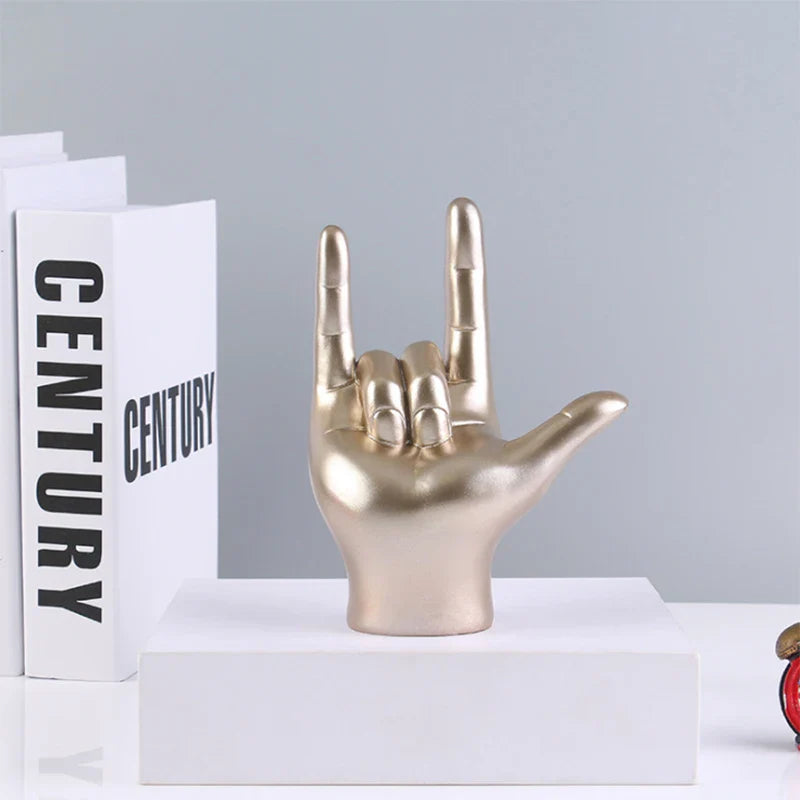 Afralia™ Sign Language "I Love You" Hand Statue Resin Sculpture Ornament