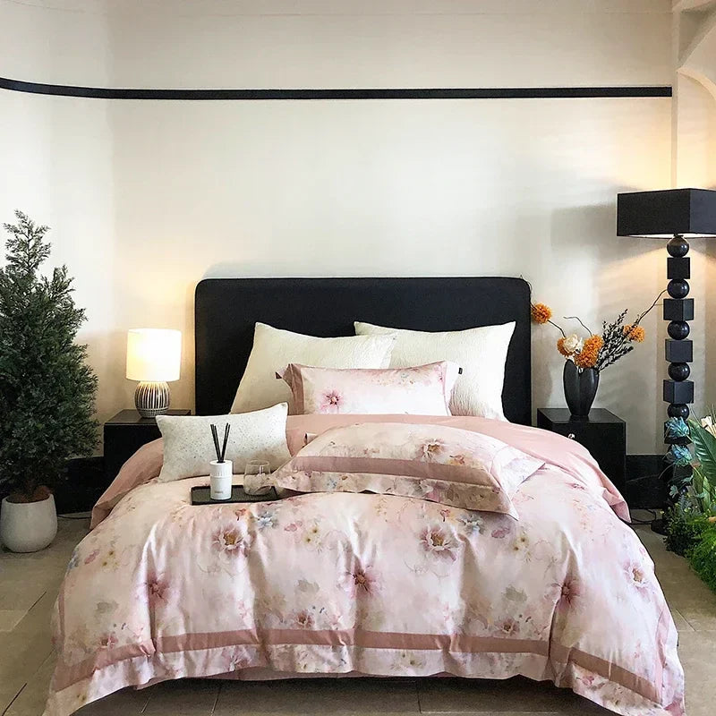 Afralia™ Egyptian Cotton Bedding Set: King Queen Europe Sheet Duvet Cover Pillowcase