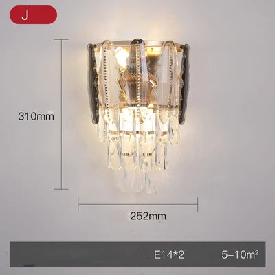 Afralia™ Crystal Gold Stainless Steel LED Dimmable Wall Sconce