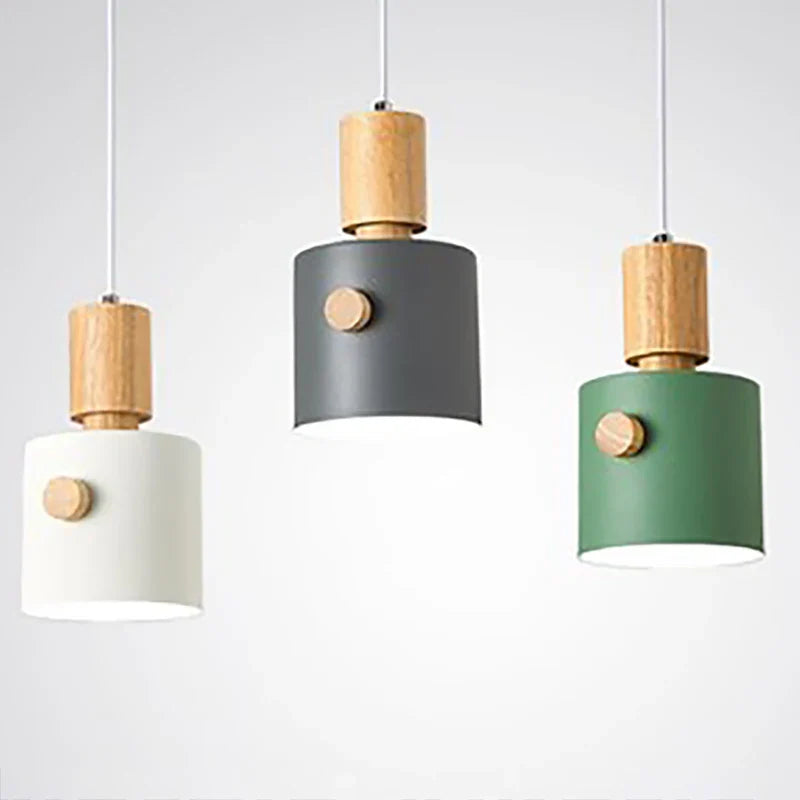 Afralia™ Nordic Wooden Pendant Lights LED Macaron Hanging for Living Dining Bedroom