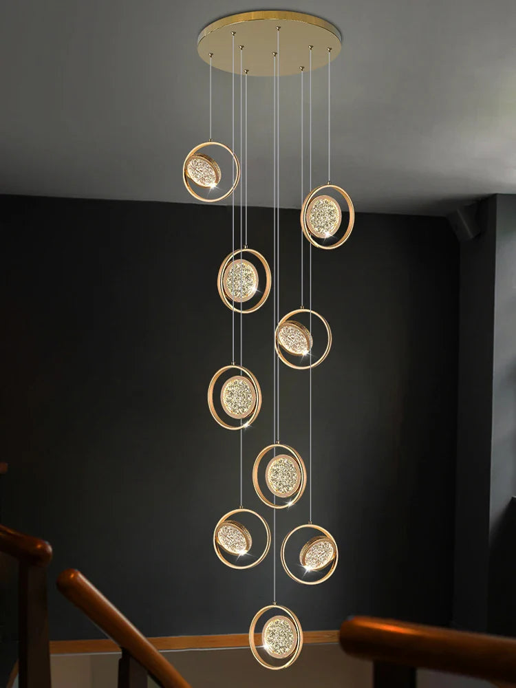 Afralia™ Luxury LED Chandelier for Villa, Staircase, Bar, Kitchen, Dining Room, Living Room