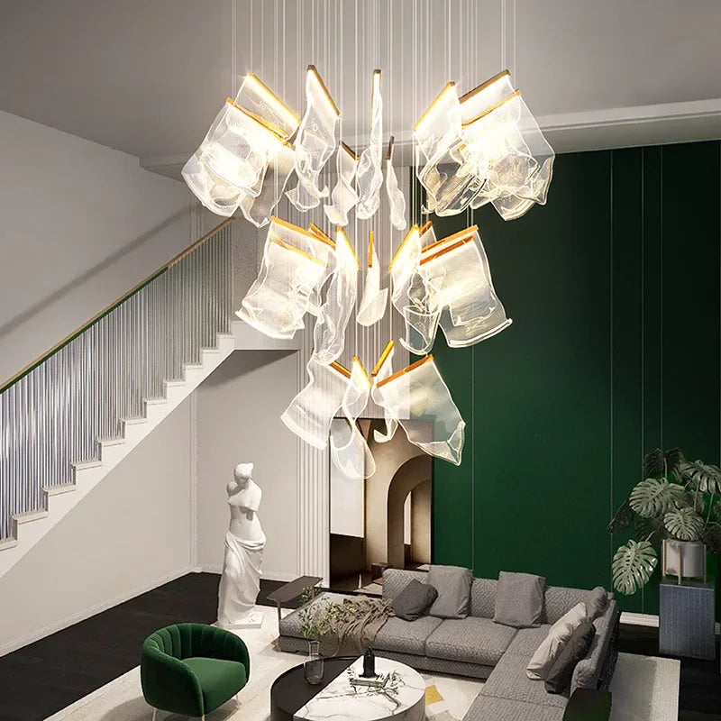 Afralia™ Modern LED Chandelier: Adjustable Hanging Lamp for Dining Living Room Staircase Lighting