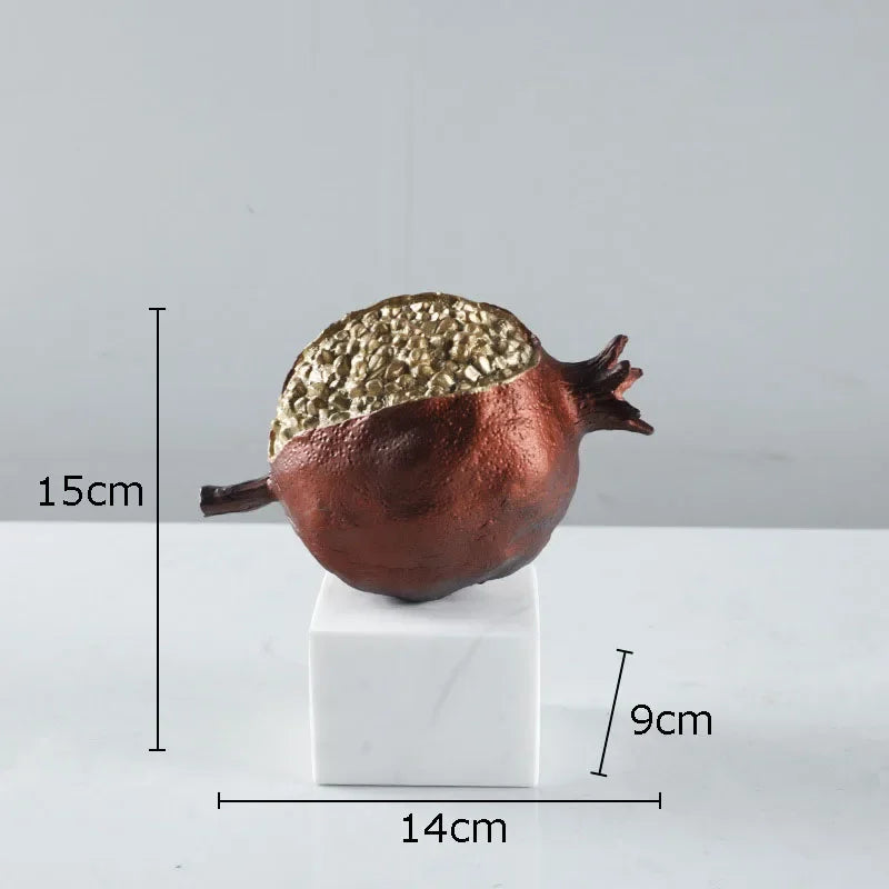 Afralia™ Golden Pomegranate Sculpture Desk Decoration