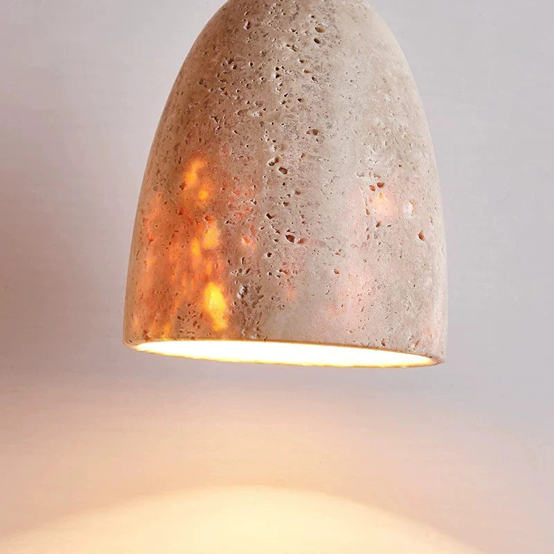 Afralia™ Small Stone Pendant Chandelier: Cream Style Warm Light for Bedroom, Restaurant, and Home