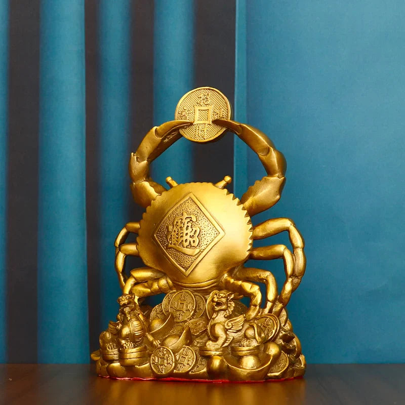 Afralia™ Copper Crab Ornaments for Wealth and Luxury Decor