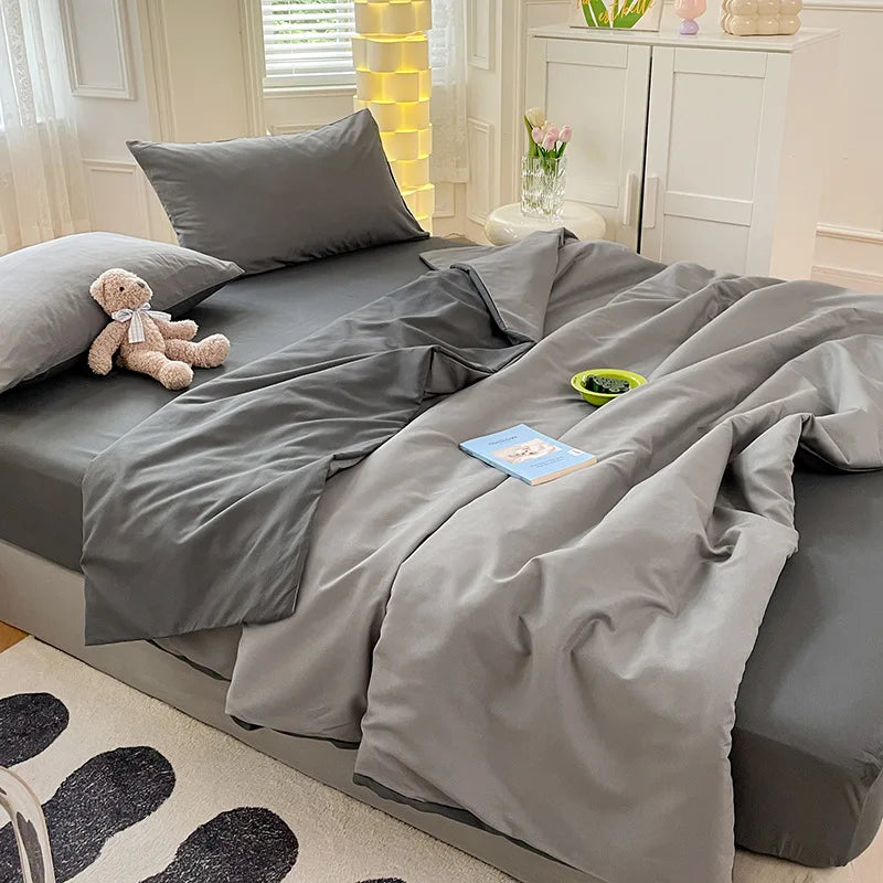 Afralia™ Solid-Color Quilted Bedding Set: Dual Purpose Summer Quilt or Duvet Cover