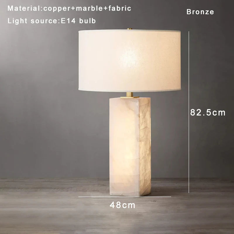 Afralia™ Spanish Marble Table Lamp with Fabric Lampshade
