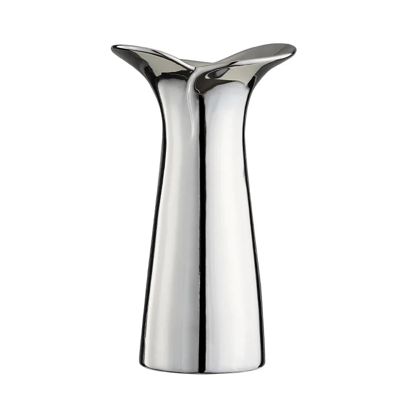 Silver Ceramic Abstract Geometry Vase for Afralia™ Home Decoration