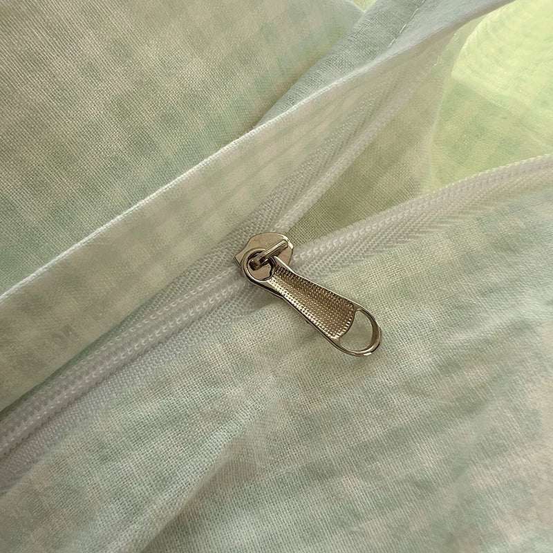 Afralia™ Korean Princess Bow Lattice Pompom Bedding Set - Single Queen Size