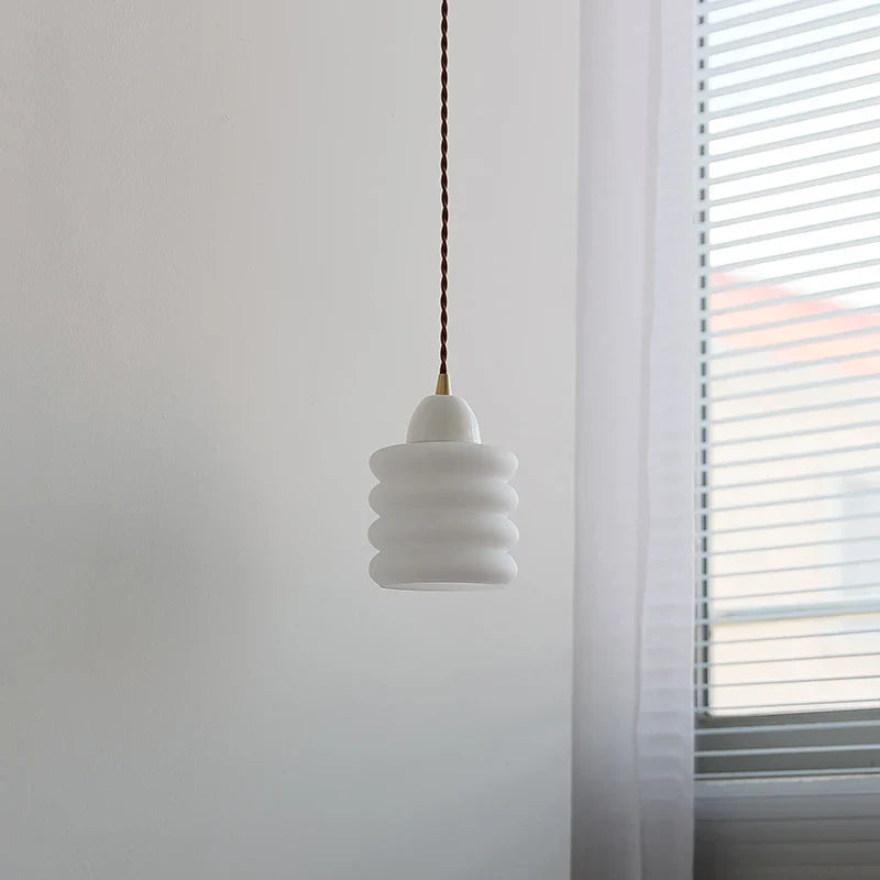 Afralia™ White Glass Adjustable LED Pendant Lamp Nordic Modern Hanging Lights