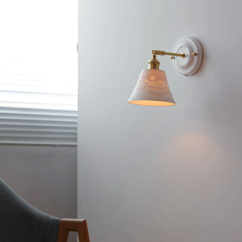 Afralia™ White Ceramic Modern Wall Lamp Beisde Bedroom Living Room Bathroom Mirror Light