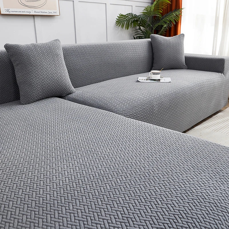 Afralia™ Jacquard Sofa Cover | Stretch Fleece Slipcover for Thick Couch | Solid Color
