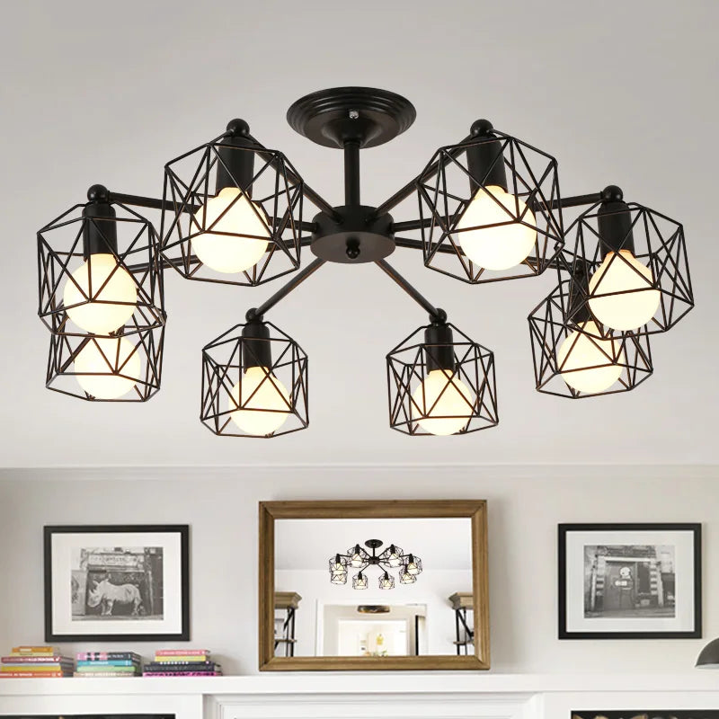 Afralia™ Vintage Loft Chandelier E27 Ceiling Lights for Kitchen Bedroom Living Room