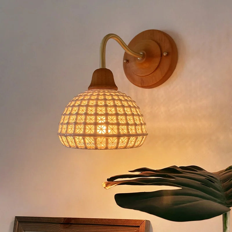 Afralia™ Ceramic Flower LED Wall Light Fixture, Nordic Design for Bedroom, Living Room