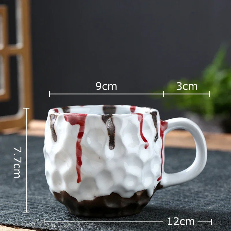 Afralia™ Hammer Pattern Ceramic Mug Set for Dining Table and Coffee, Tea, Juice