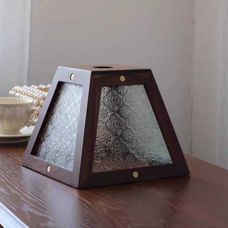 Afralia™ Walnut Wood LED Pendant Light Clear Glass Adjustable Loft Retro