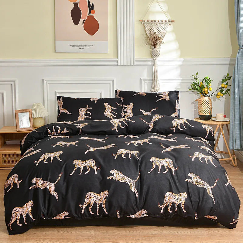 Afralia™ Leopard Print Bedding Set - Duvet Cover, Bed Sheets, Pillowcases