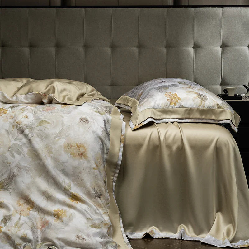 Afralia™ Eucalyptus Fiber Floral Print Bedding Set: Duvet, Sheet, Pillowcases - 4Pcs