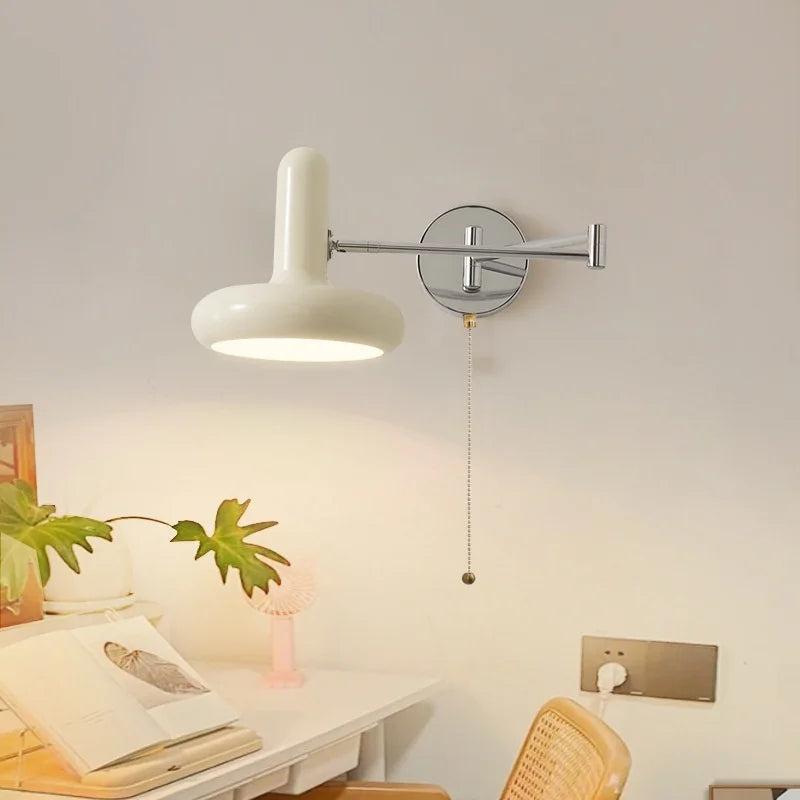 Afralia™ Swing Arm LED Wall Lamp Cream for Living Room Bedside Mirror Light