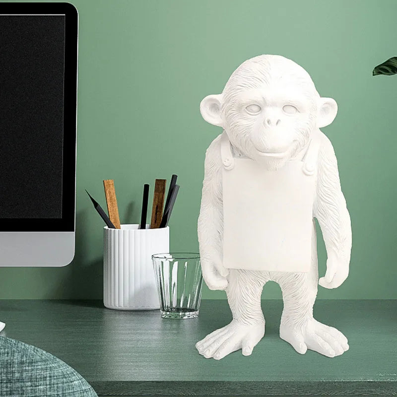 Afralia™ Gorilla Sculpture Resin Figure Monkey Statue Home Decor Living Room Figurine Craft