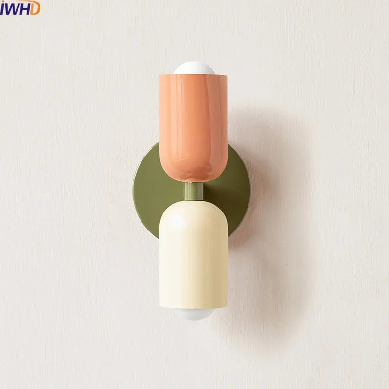 Afralia™ LED Wall Lights Colorful Iron Double Heads Modern Bedside Lamp