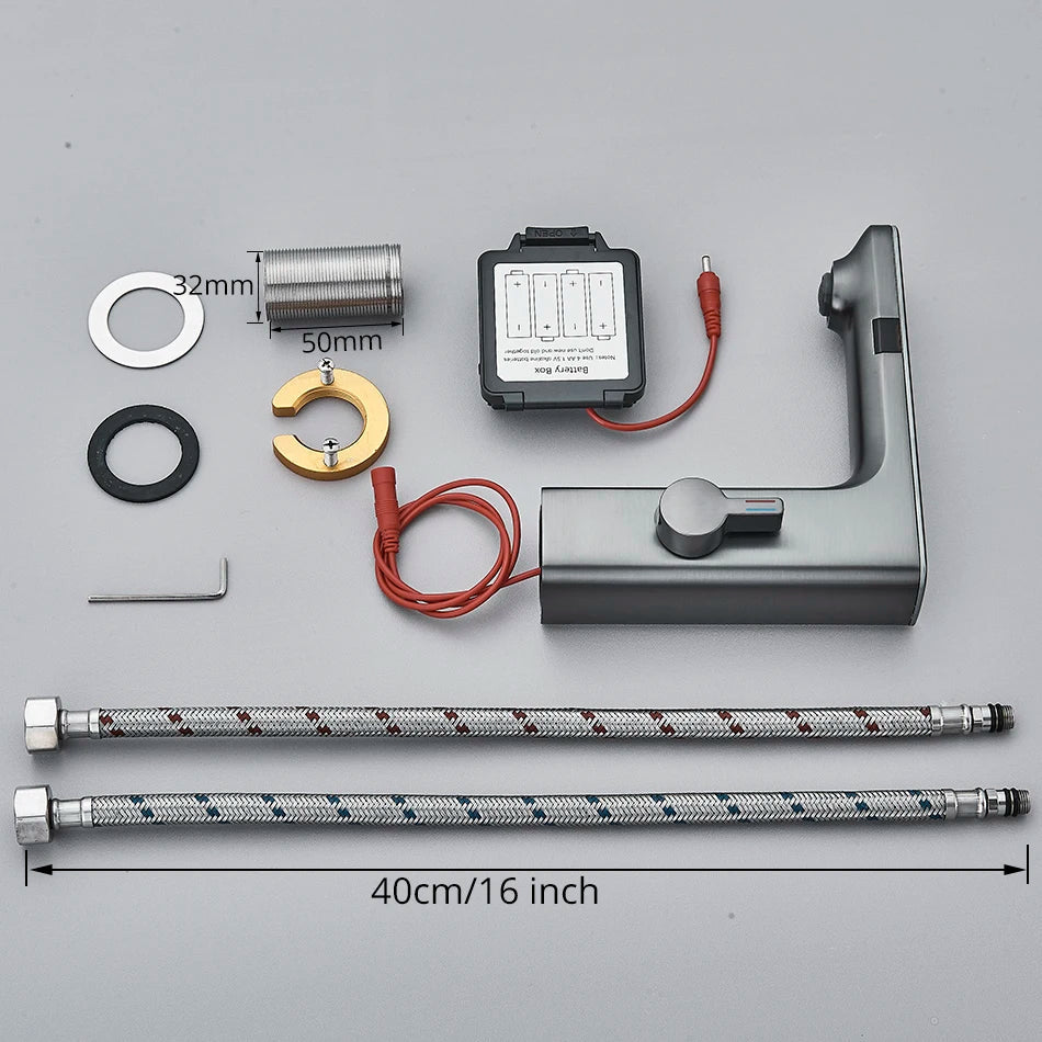 Afralia™ LCD Sensor Basin Faucet Hot Cold Water Mixer Tap Touchless Vanity Faucet