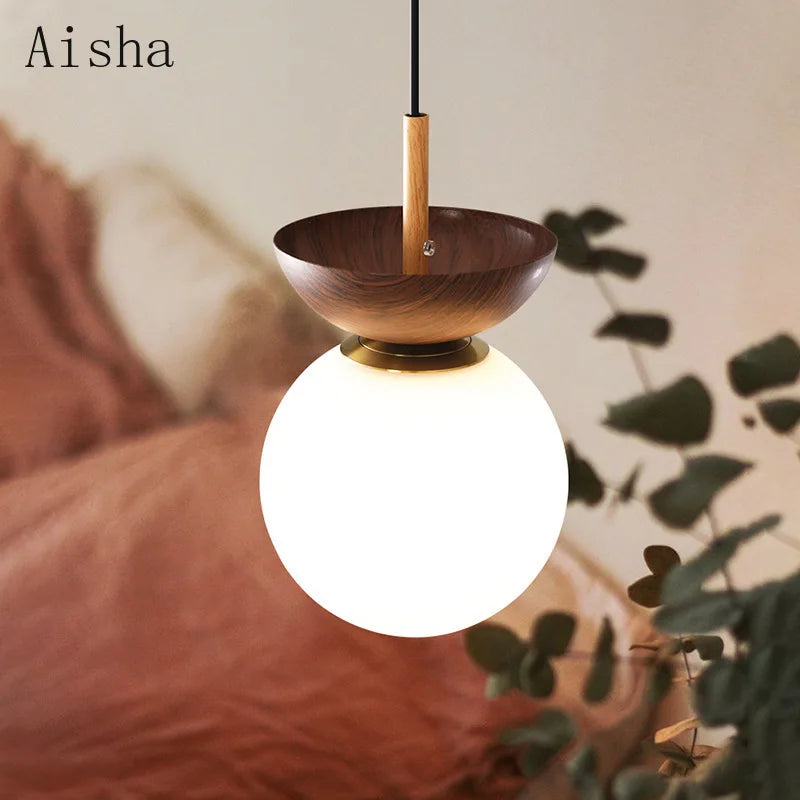 Afralia™ Milk White Retro Ball Pendant Lamp - Nordic Home Lighting