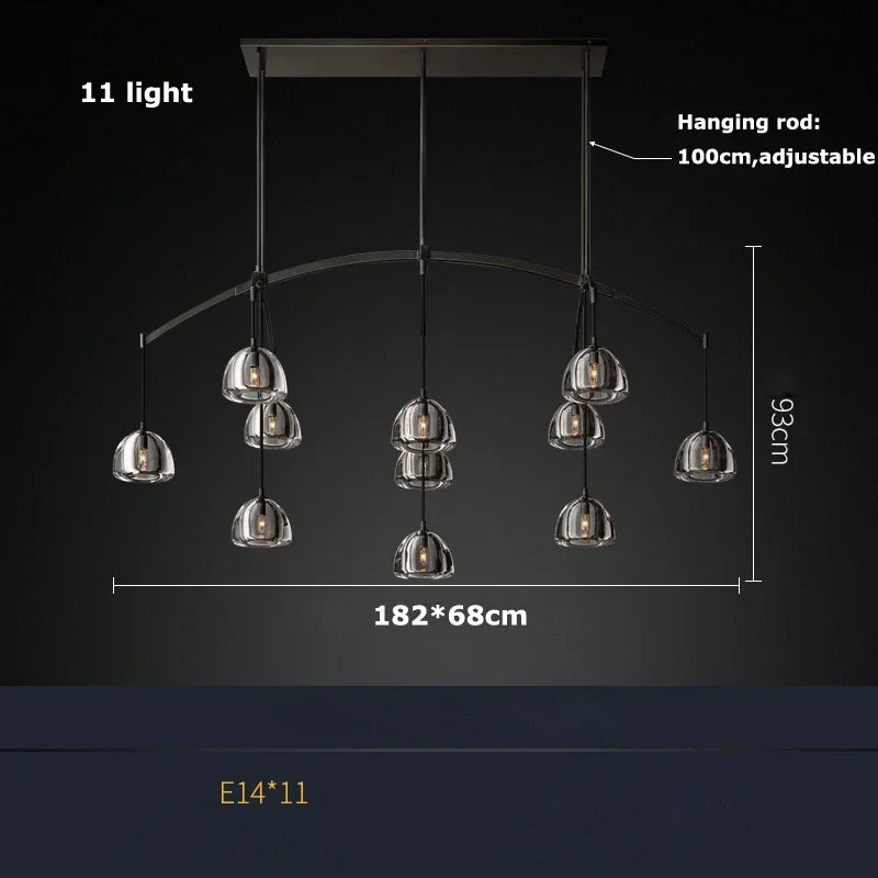 Afralia™ Black Brass Retro Crystal Copper LED Ceiling Pendant for Home Lighting