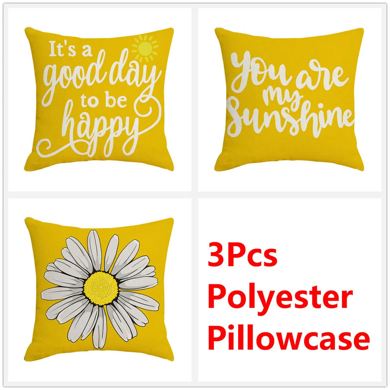 Yellow Daisy Flower Pillowcase 45x45CM Afralia™ Home Decor Cushion Cover