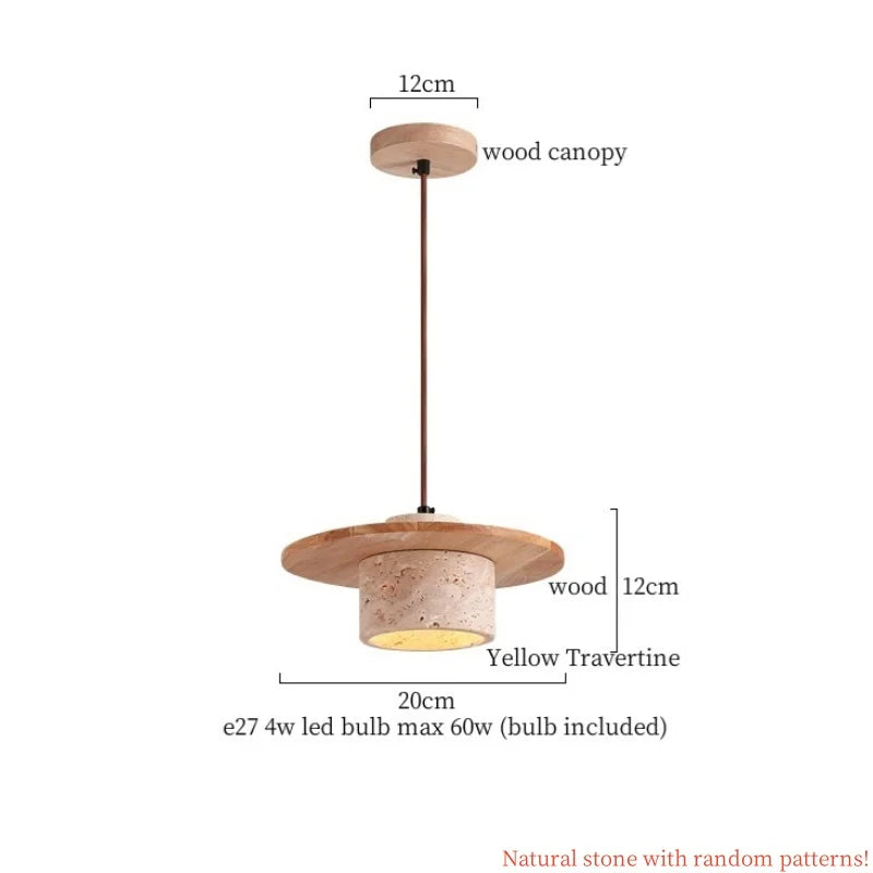 Afralia™ Yellow Travertine LED Pendant Lamp for Nordic Modern Living Room Bedroom Kitchen Decor