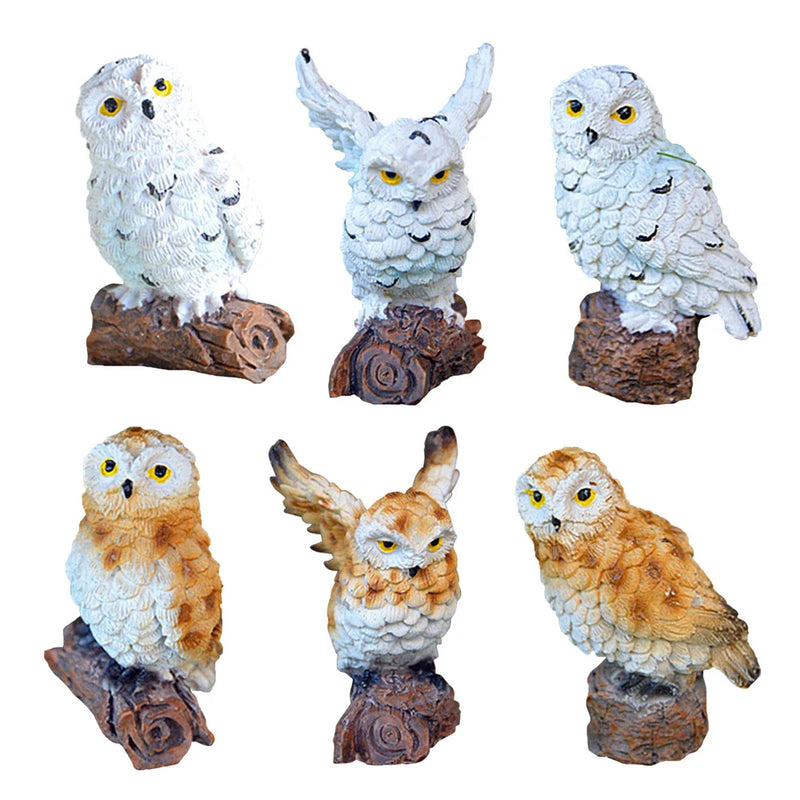 Afralia™ Owl Falcon Miniatures Set - Animal Resin Figurine for Home Decor & Garden Craft